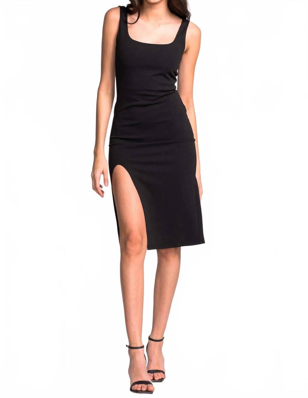 NEW PINK MARTINI ava slide slit hem detail dress in black